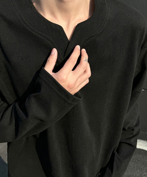 WESTBOY(ウエストボーイ)の「ディープキーネック ルーズカットソー WO26S2TP04(Tシャツ/カットソー・メンズ・ブラック/グレー/ホワイト・L/XL/M)」の13枚目の写真