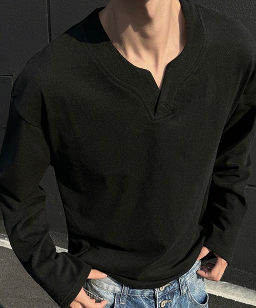 WESTBOY(ウエストボーイ)の「ディープキーネック ルーズカットソー WO26S2TP04(Tシャツ/カットソー・メンズ・ブラック/グレー/ホワイト・L/XL/M)」の15枚目の写真