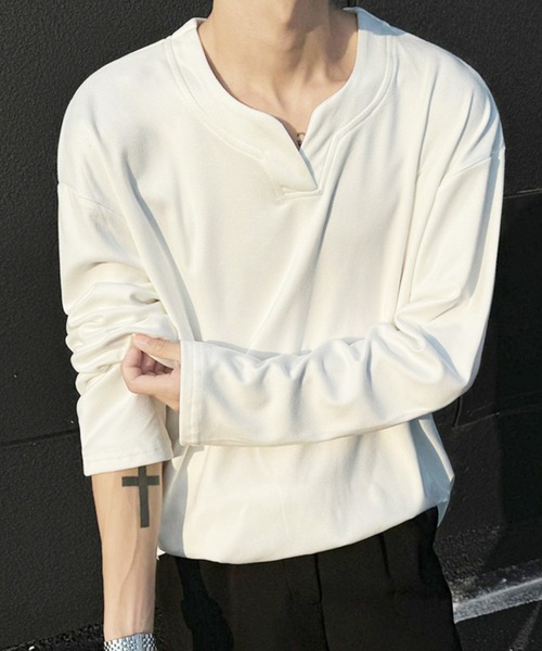 WESTBOY(ウエストボーイ)の「ディープキーネック ルーズカットソー WO26S2TP04(Tシャツ/カットソー・メンズ・ブラック/グレー/ホワイト・L/XL/M)」の4枚目の写真