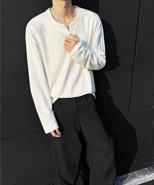 WESTBOY(ウエストボーイ)の「ディープキーネック ルーズカットソー WO26S2TP04(Tシャツ/カットソー・メンズ・ブラック/グレー/ホワイト・L/XL/M)」の7枚目の写真