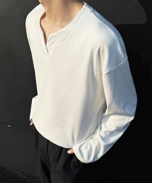 WESTBOY(ウエストボーイ)の「ディープキーネック ルーズカットソー WO26S2TP04(Tシャツ/カットソー・メンズ・ブラック/グレー/ホワイト・L/XL/M)」の8枚目の写真