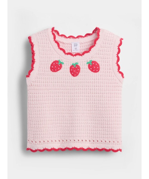 GAP(ギャップ)の「クロシェ ストロベリー ニットタンクトップ (幼児・ベビー)(ニット/セーター・キッズ・ピンク・70cm/80cm/90cm/95cm/100cm/105cm/110cm)」の1枚目の写真