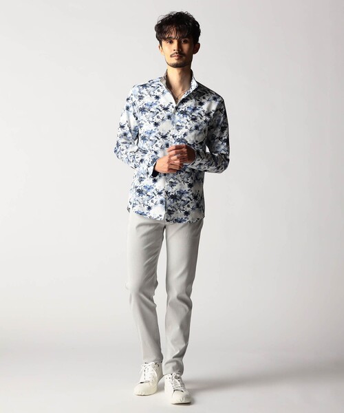 NICOLE CLUB FOR MEN（ニコルクラブフォーメン）の「アラカルトプリント スタンドカラーシャツ（シャツ/ブラウス・メンズ・その他3/その他2/ホワイト/ブルー・XL/M/L）」の9枚目の写真