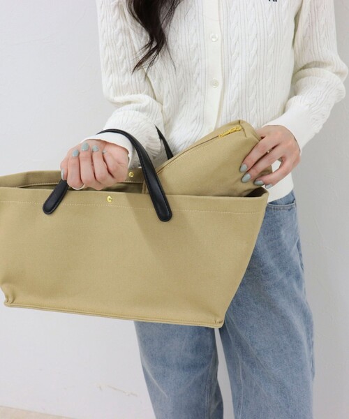 fredy emue（フレディエミュ）の「【ARTESANOS/アルテサノス】 レザーハンドルキャンバストートバッグ（ショルダーバッグ・レディース・ベージュ/オリーブ・FREE）」の8枚目の写真