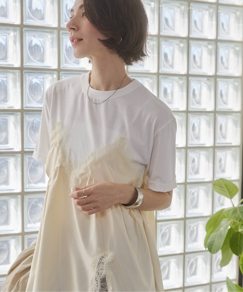 ANGIE(アンジー)の「サテン レースキャミ ドッキング レイヤード Tシャツ / 半袖 / 夏服(Tシャツ/カットソー・レディース・ホワイト系その他/オフホワイト/ブラック・FREE)」の18枚目の写真