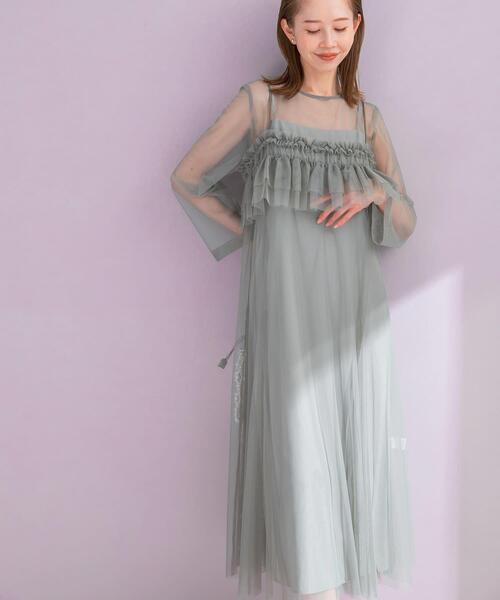 URBAN RESEARCH ROSSO WOMEN（アーバンリサーチ　ロッソ）の「チュールキャミソールsetドレス（ワンピース・レディース・グリーン系その他/ダークブラウン・FREE）」の10枚目の写真