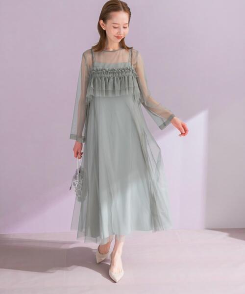 URBAN RESEARCH ROSSO WOMEN（アーバンリサーチ　ロッソ）の「チュールキャミソールsetドレス（ワンピース・レディース・グリーン系その他/ダークブラウン・FREE）」の11枚目の写真