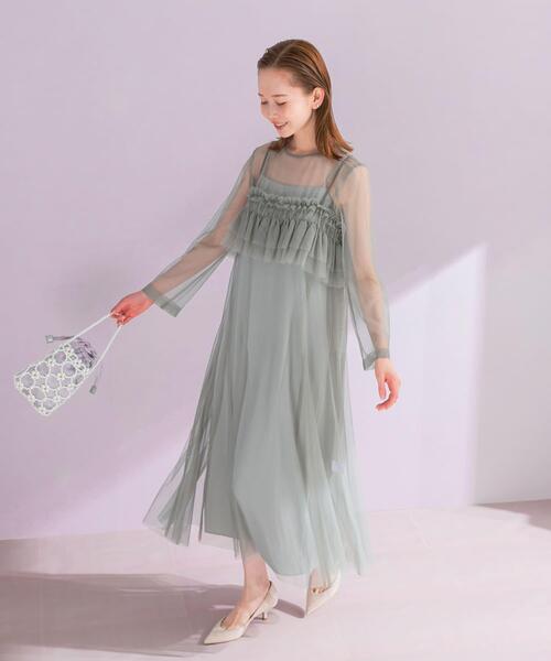 URBAN RESEARCH ROSSO WOMEN（アーバンリサーチ　ロッソ）の「チュールキャミソールsetドレス（ワンピース・レディース・グリーン系その他/ダークブラウン・FREE）」の12枚目の写真