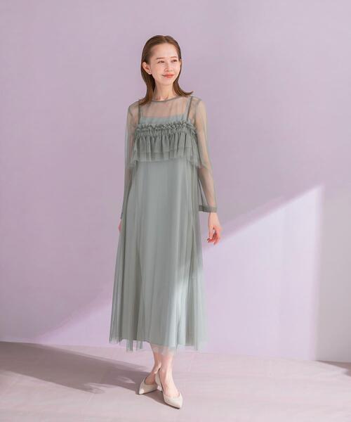 URBAN RESEARCH ROSSO WOMEN（アーバンリサーチ　ロッソ）の「チュールキャミソールsetドレス（ワンピース・レディース・グリーン系その他/ダークブラウン・FREE）」の13枚目の写真