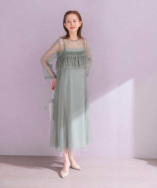 URBAN RESEARCH ROSSO WOMEN（アーバンリサーチ　ロッソ）の「チュールキャミソールsetドレス（ワンピース・レディース・グリーン系その他/ダークブラウン・FREE）」の14枚目の写真