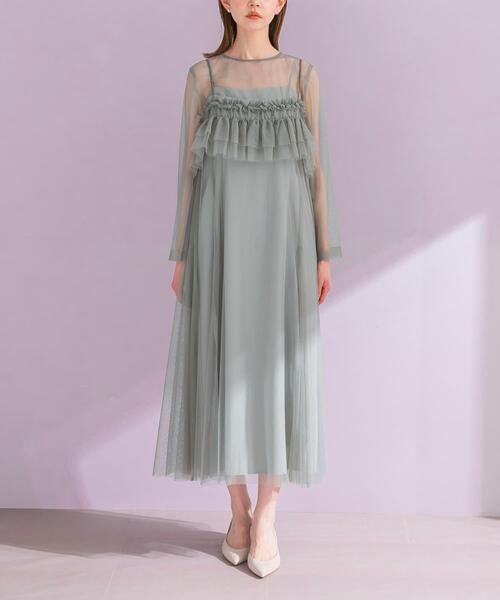 URBAN RESEARCH ROSSO WOMEN（アーバンリサーチ　ロッソ）の「チュールキャミソールsetドレス（ワンピース・レディース・グリーン系その他/ダークブラウン・FREE）」の15枚目の写真