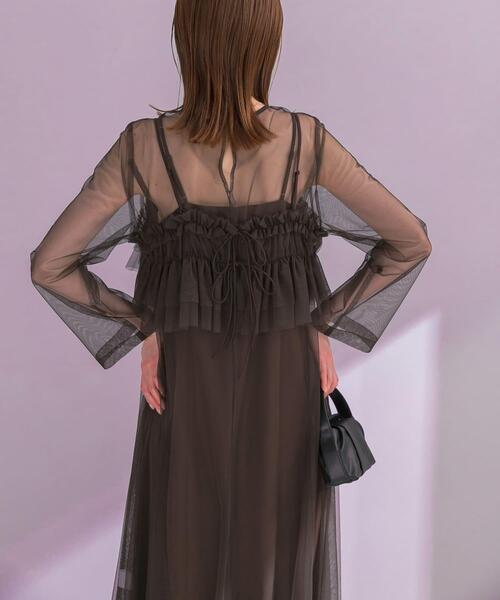 URBAN RESEARCH ROSSO WOMEN（アーバンリサーチ　ロッソ）の「チュールキャミソールsetドレス（ワンピース・レディース・グリーン系その他/ダークブラウン・FREE）」の6枚目の写真