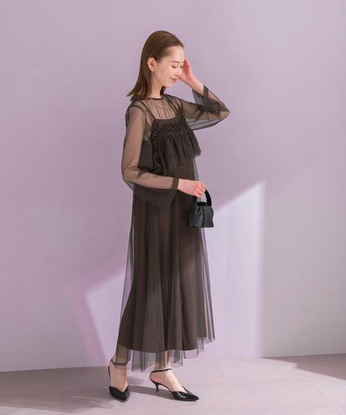 URBAN RESEARCH ROSSO WOMEN（アーバンリサーチ　ロッソ）の「チュールキャミソールsetドレス（ワンピース・レディース・グリーン系その他/ダークブラウン・FREE）」の7枚目の写真