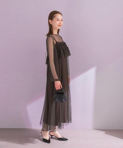 URBAN RESEARCH ROSSO WOMEN（アーバンリサーチ　ロッソ）の「チュールキャミソールsetドレス（ワンピース・レディース・グリーン系その他/ダークブラウン・FREE）」の8枚目の写真