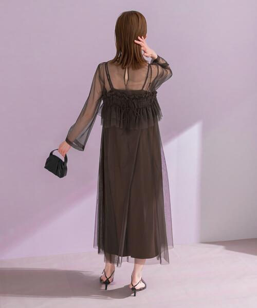 URBAN RESEARCH ROSSO WOMEN（アーバンリサーチ　ロッソ）の「チュールキャミソールsetドレス（ワンピース・レディース・グリーン系その他/ダークブラウン・FREE）」の9枚目の写真