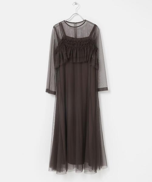 URBAN RESEARCH ROSSO WOMEN（アーバンリサーチ　ロッソ）の「チュールキャミソールsetドレス（ワンピース・レディース・グリーン系その他/ダークブラウン・FREE）」の18枚目の写真