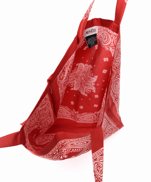 journal standard L'essage（ジャーナルスタンダードレサージュ）の「《追加》【AENEIS/エネス】Minimal Bandana Silk Totebag：トートバッグ（トートバッグ・レディース・ブラック/レッド・FREE）」の9枚目の写真