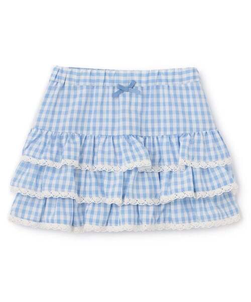 Lycee mine（リセマイン）の「【UV加工】ギンガムチェックティアードスカート(インパン付き) 【Lycee mine バレエシリーズ】（スカート・キッズ・エメラルド/ブラック/レッド/サックスブルー/ラベンダー・140cm/130cm/100cm/150cm/110cm/120cm）」の7枚目の写真