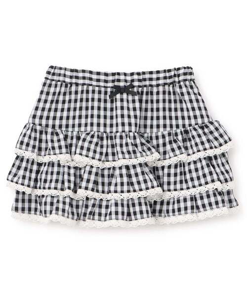 Lycee mine（リセマイン）の「【UV加工】ギンガムチェックティアードスカート(インパン付き) 【Lycee mine バレエシリーズ】（スカート・キッズ・エメラルド/ブラック/レッド/サックスブルー/ラベンダー・140cm/130cm/100cm/150cm/110cm/120cm）」の9枚目の写真