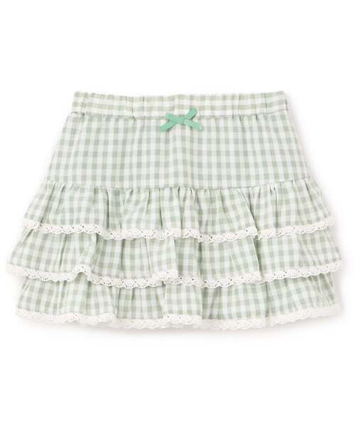 Lycee mine（リセマイン）の「【UV加工】ギンガムチェックティアードスカート(インパン付き) 【Lycee mine バレエシリーズ】（スカート・キッズ・エメラルド/ブラック/レッド/サックスブルー/ラベンダー・140cm/130cm/100cm/150cm/110cm/120cm）」の10枚目の写真