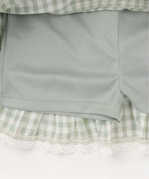 Lycee mine（リセマイン）の「【UV加工】ギンガムチェックティアードスカート(インパン付き) 【Lycee mine バレエシリーズ】（スカート・キッズ・エメラルド/ブラック/レッド/サックスブルー/ラベンダー・140cm/130cm/100cm/150cm/110cm/120cm）」の15枚目の写真
