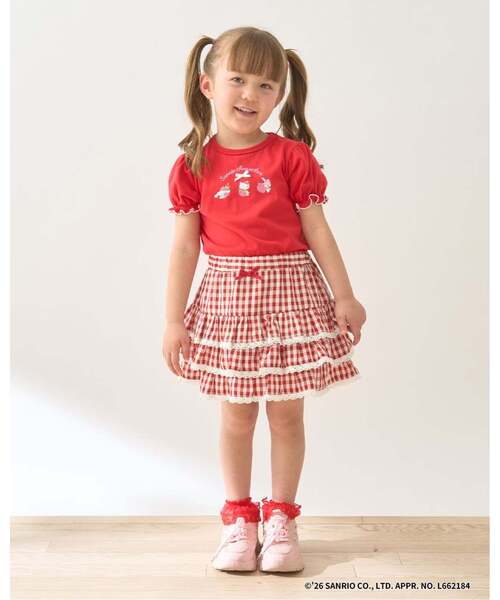 Lycee mine（リセマイン）の「【UV加工】ギンガムチェックティアードスカート(インパン付き) 【Lycee mine バレエシリーズ】（スカート・キッズ・エメラルド/ブラック/レッド/サックスブルー/ラベンダー・140cm/130cm/100cm/150cm/110cm/120cm）」の19枚目の写真