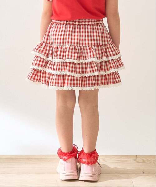 Lycee mine（リセマイン）の「【UV加工】ギンガムチェックティアードスカート(インパン付き) 【Lycee mine バレエシリーズ】（スカート・キッズ・エメラルド/ブラック/レッド/サックスブルー/ラベンダー・140cm/130cm/100cm/150cm/110cm/120cm）」の20枚目の写真