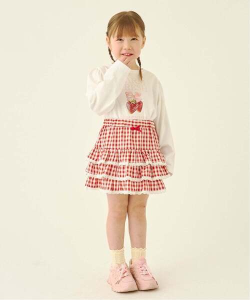 Lycee mine（リセマイン）の「【UV加工】ギンガムチェックティアードスカート(インパン付き) 【Lycee mine バレエシリーズ】（スカート・キッズ・エメラルド/ブラック/レッド/サックスブルー/ラベンダー・140cm/130cm/100cm/150cm/110cm/120cm）」の21枚目の写真