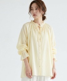 Muscat（マスカット）の「シアーストライプギャザーブラウス（シャツ/ブラウス）」