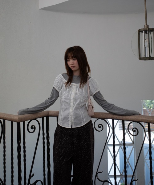 Unblend(アンブレンド)の「【Unblend】2WAYオフショルダー パフスリーブ リボン半袖ブラウス(シャツ/ブラウス・レディース・ブラック/オフホワイト/サックスブルー/ピンク・FREE)」の10枚目の写真