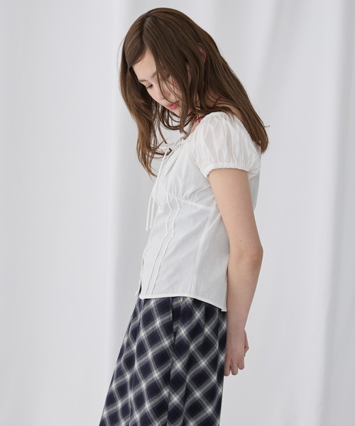 Unblend(アンブレンド)の「【Unblend】2WAYオフショルダー パフスリーブ リボン半袖ブラウス(シャツ/ブラウス・レディース・ブラック/オフホワイト/サックスブルー/ピンク・FREE)」の16枚目の写真