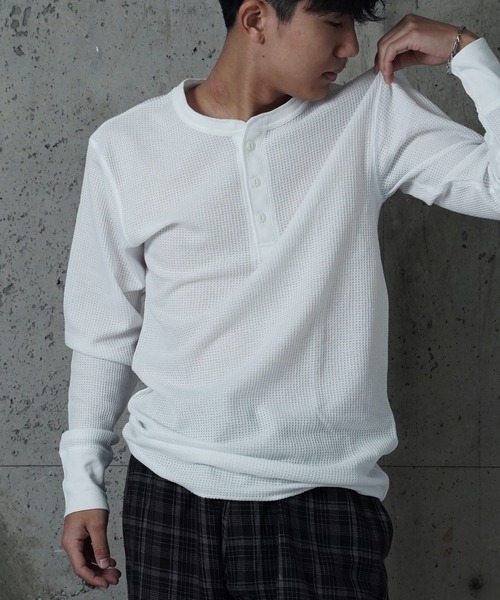 JEMORGAN（ジェーイーモーガン）の「"04"≪JEMORGAN≫パックT ワッフル ヘンリーネック 長袖Tシャツ（Tシャツ/カットソー・メンズ・グレー/オフホワイト/ブラック・MEDIUM/LARGE/X-LARGE）」の8枚目の写真
