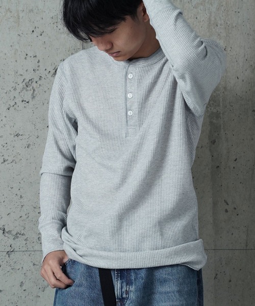 JEMORGAN（ジェーイーモーガン）の「"04"≪JEMORGAN≫パックT ワッフル ヘンリーネック 長袖Tシャツ（Tシャツ/カットソー・メンズ・グレー/オフホワイト/ブラック・MEDIUM/LARGE/X-LARGE）」の4枚目の写真