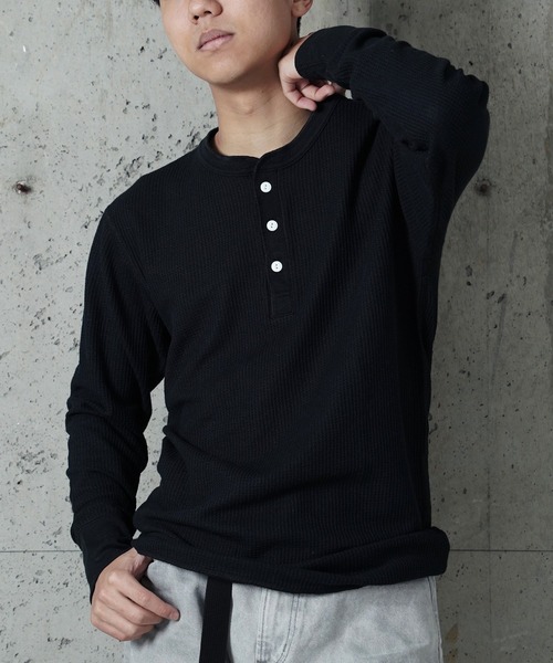 JEMORGAN（ジェーイーモーガン）の「"04"≪JEMORGAN≫パックT ワッフル ヘンリーネック 長袖Tシャツ（Tシャツ/カットソー・メンズ・グレー/オフホワイト/ブラック・MEDIUM/LARGE/X-LARGE）」の6枚目の写真