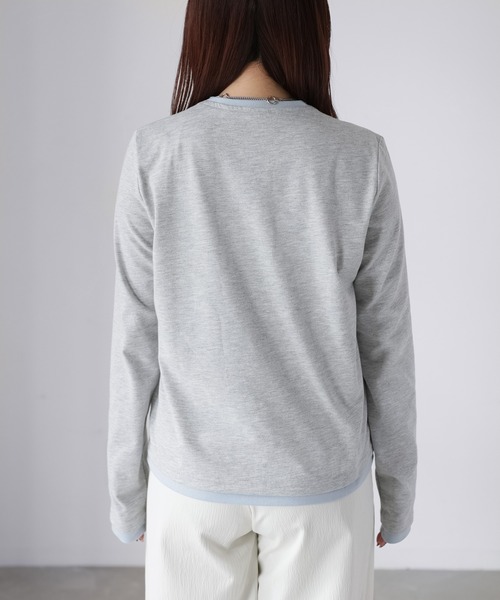 Riberry（リベリー）の「レイヤードライク配色ヘンリーロンT（Tシャツ/カットソー・レディース・ブラック/杢グレー/オフホワイト・FREE）」の10枚目の写真
