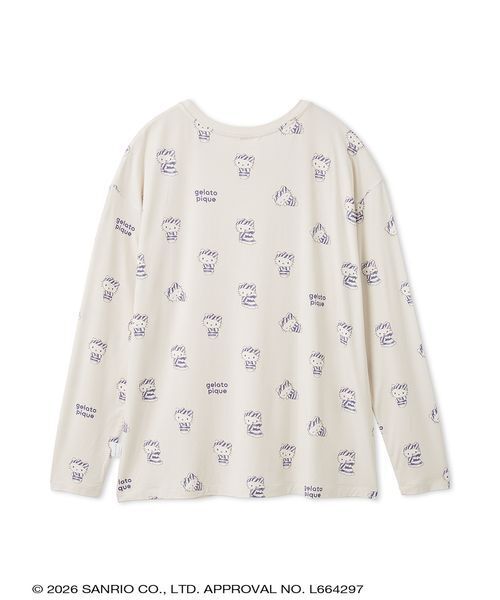 gelato pique】【LADIES】総柄ロングTシャツ（ルームウェア/パジャマ