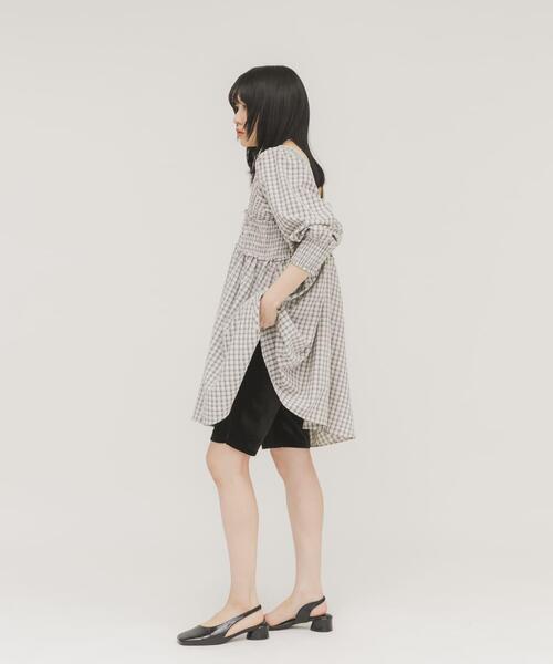 KBF（ケイビーエフ）の「2WAYシャーリングチェックミニワンピース（ワンピース・レディース・ブラウン系その他/ベージュ系その他/ブルー系その他・ONE）」の10枚目の写真