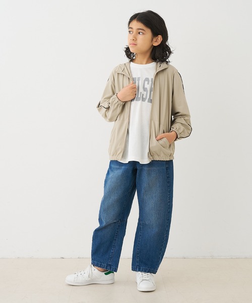 coca(coca)(コカ)の「キッズ UVカットラインパーカー(パーカー・キッズ・ベージュ/ブラック・150/140/130/120)」の8枚目の写真