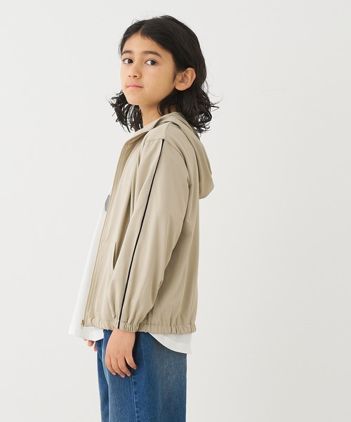 coca(coca)(コカ)の「キッズ UVカットラインパーカー(パーカー・キッズ・ベージュ/ブラック・150/140/130/120)」の9枚目の写真