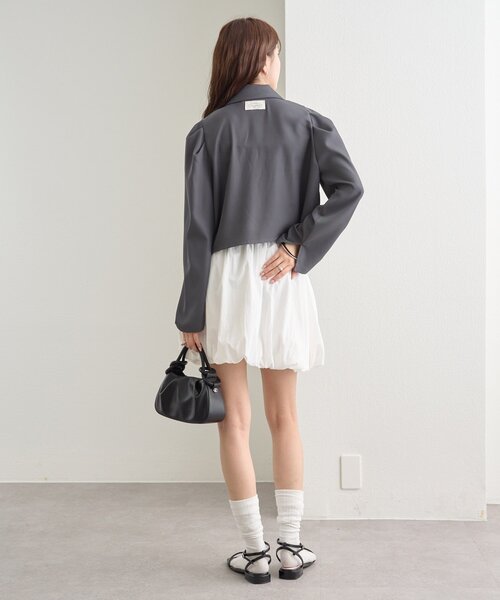 mystic(ミスティック)の「パフショートジャケット(テーラードジャケット・レディース・チャコールグレー/ネイビー・FREE)」の3枚目の写真