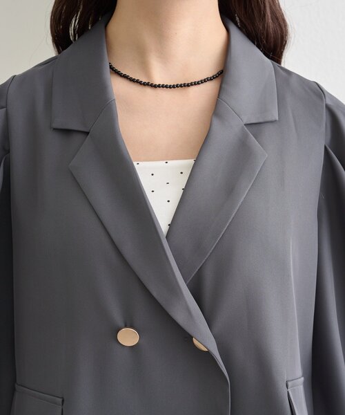 mystic(ミスティック)の「パフショートジャケット(テーラードジャケット・レディース・チャコールグレー/ネイビー・FREE)」の10枚目の写真