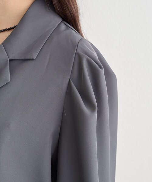 mystic(ミスティック)の「パフショートジャケット(テーラードジャケット・レディース・チャコールグレー/ネイビー・FREE)」の11枚目の写真