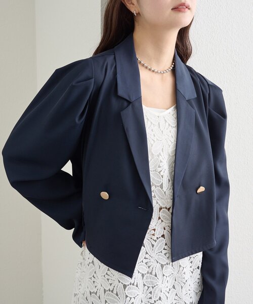 mystic(ミスティック)の「パフショートジャケット(テーラードジャケット・レディース・チャコールグレー/ネイビー・FREE)」の15枚目の写真