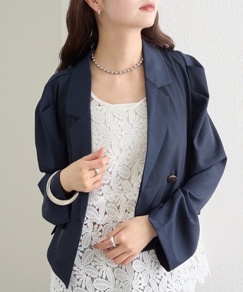 mystic(ミスティック)の「パフショートジャケット(テーラードジャケット・レディース・チャコールグレー/ネイビー・FREE)」の22枚目の写真