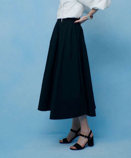 LOULOU WILLOUGHBY(ルルウィルビー)の「【LOULOU WILLOUGHBY】ポリエステルコットングログランギャザースカート(スカート・レディース・ブラック/ホワイト/レッド・2/1)」の8枚目の写真