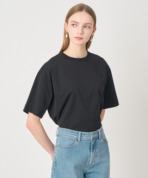 ANAYI(アナイ)の「コットン天竺半袖オーバー プルオーバー(Tシャツ/カットソー・レディース・ブラック/オフホワイト・38/36)」の2枚目の写真