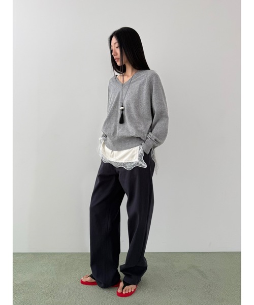 Didot.showroom(ディドット ショールーム)の「【DIDOT.】ディープスリットレースキャミソール(キャミソール・レディース・ブラック/クリーム・FREE)」の5枚目の写真