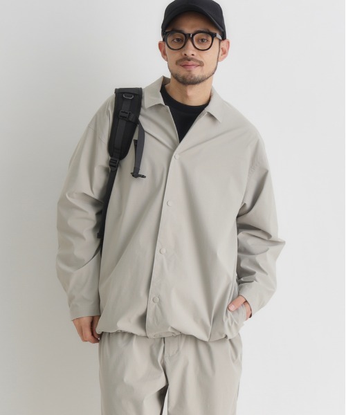 CAMP7（キャンプセブン）の「【CAMP7】アクティブ ロングスリーブシャツ (スナップ仕様 / コーチジャケット風 / セットアップ対応)（シャツ/ブラウス・メンズ・ベージュ/ブラック/ダークグレー・S/M/L/XL）」の7枚目の写真