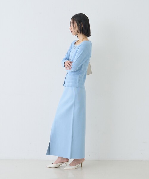 Rouge vif Anna（ルージュヴィフアンナ）の「【セットアップ対応】スクエアネックボーダー柄ニットカーディガン/プルオーバー（ニット/セーター・レディース・グリーン/オフホワイト/サックスブルー・フリー）」の22枚目の写真