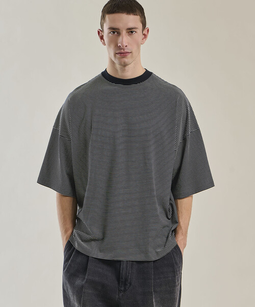 handvaerk(ハンドバーク)の「handvaerk | 60/2 クルーネック半袖Tシャツ STRIPE MEN(Tシャツ/カットソー・メンズ・ブラック系その他・L/S/M/XL)」の14枚目の写真